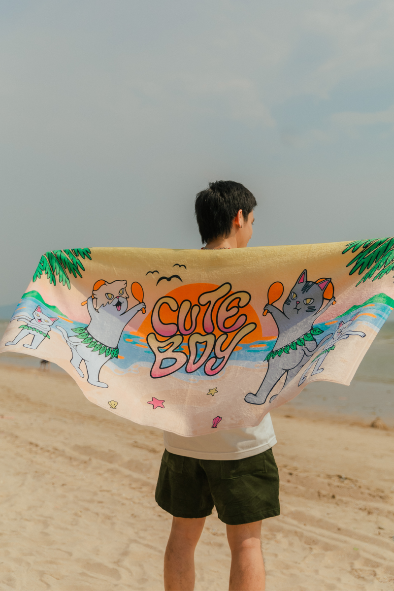 CuteBoy On The Beach Towel