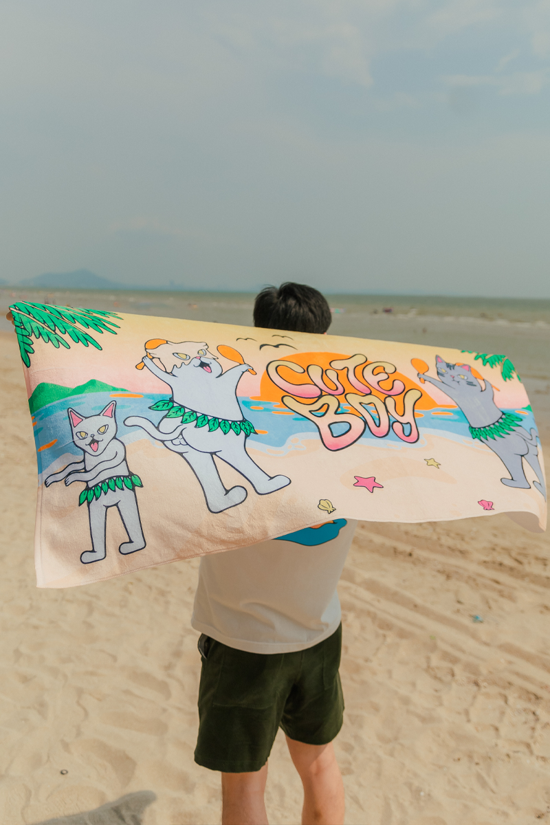 CuteBoy On The Beach Towel