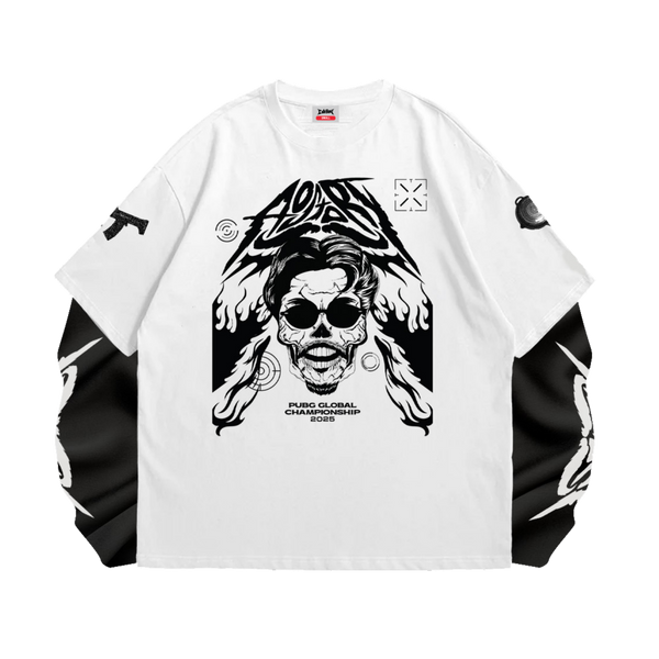 Skeleton fire Arm Ohana x PGC2025 [White/Black] Layers Long Sleeve T-Shirt