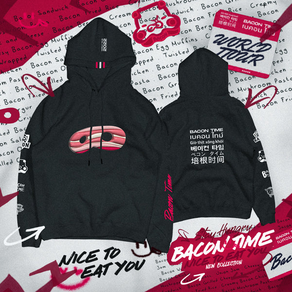 Bacon Time "Nice To Eat You" Black Hoodie