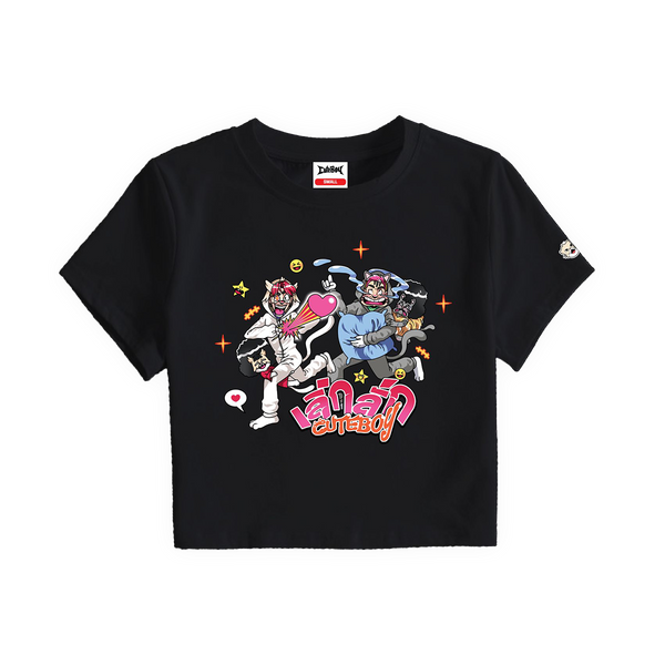 CuteBoy x เลิ่กลั่ก - CROP T-SHIRT [BLACK]