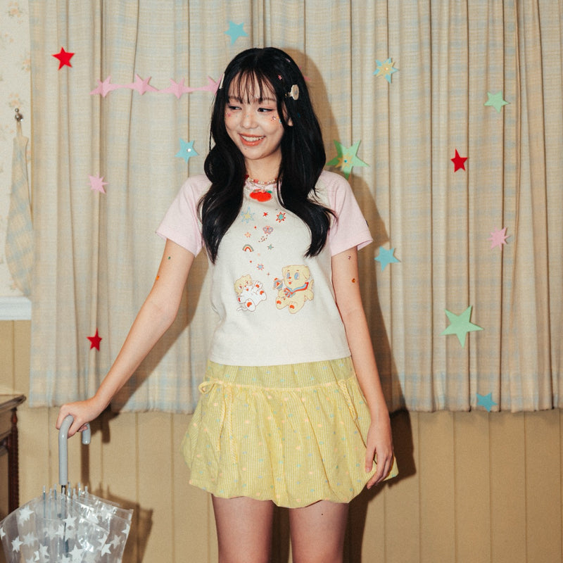 Cosmic Star Kimkimo [Pink/White] Baby Tee